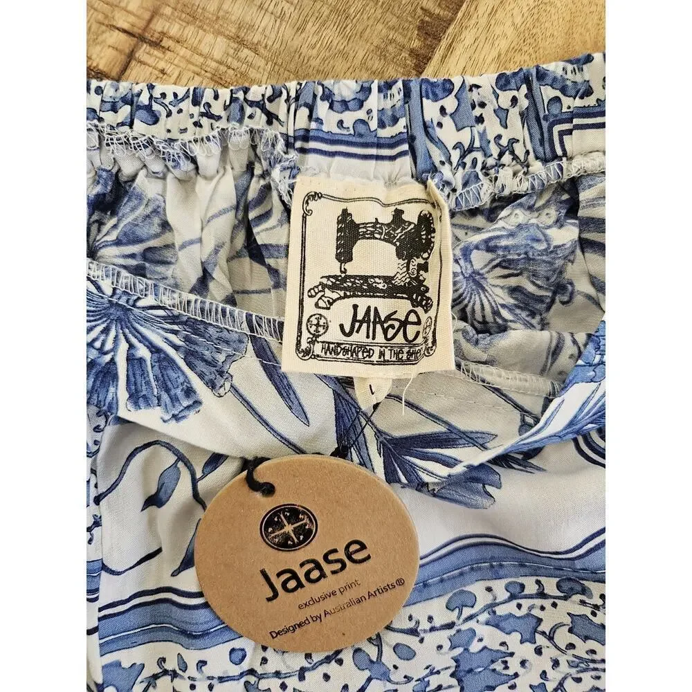 JAASE Wide Leg Pants Women’s Size L Long Side Slits Blue Floral Boho NWT Travel - Picture 5 of 11